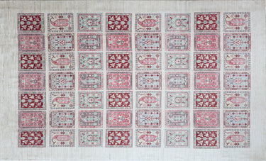 hand knotted large pink white bakhtiari afghan rug