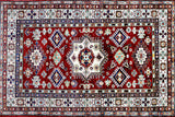 hand knotted medium red white kazak afghan rug