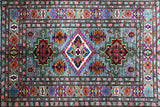 hand knotted small purple ersari afghan rug